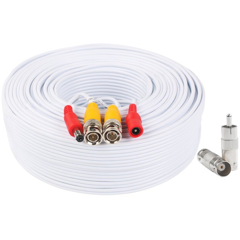 Postta BNC Video Power Cable 100 Feet Pre-Made All-in-One Video Security Camera Cable Wire with Two Connectors for CCTV DVR Surveillance System - Image 1
